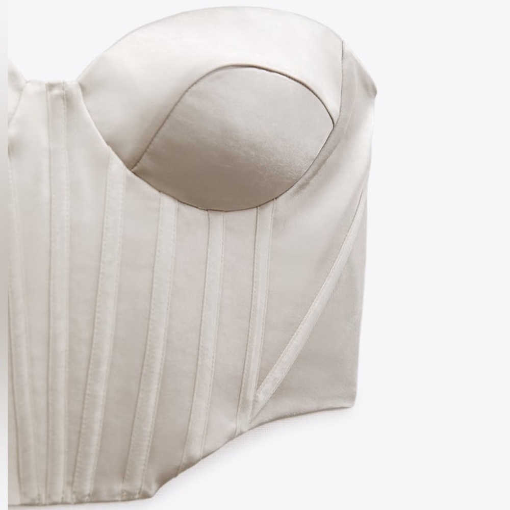 Zara Pearl Gray Satin Effect Corset Top - Picture 16 of 16